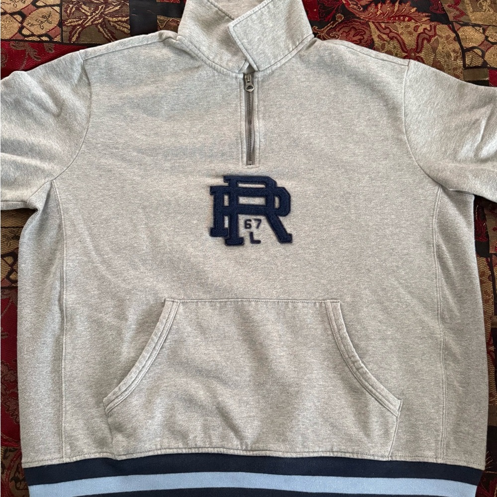 Polo Ralph Lauren PRL 67 Grey/Navy Blue/ Sky Blue Quarter-Zip Pullover + Joggers